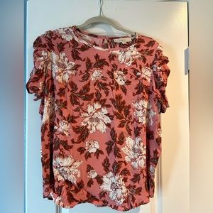 Loft floral short sleeve blouse.